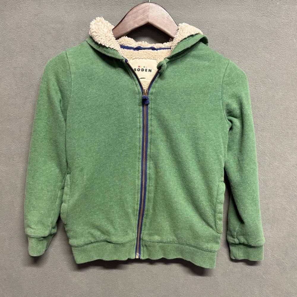 MINI BODEN Cozy Shaggy Sherpa Lined Zip Up Hoodie Size 8-9Y